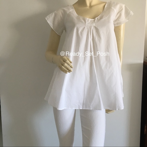 DKNY petite white short sleeve blouse w/ camisole - Picture 3 of 8